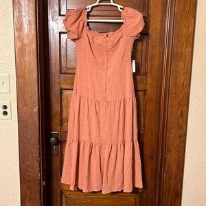 Floret Studios Off the Shoulder Tiered Midi Dress